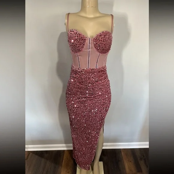 Dress size medium women prom formal evening special occasion pink corset new - Picture 1 of 9